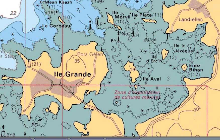 Carte marine du plan d'eau